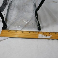 clear PVC stadium-approved tote bag with black handles, events venues security