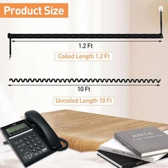 3PCS Landline Phone Cord 10ft Uncoiled 1.2ft Coiled Universal Cable Black Office