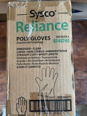 Sysco Reliance Poly Gloves Large Clear Polyethylene Powder-Free 8348740