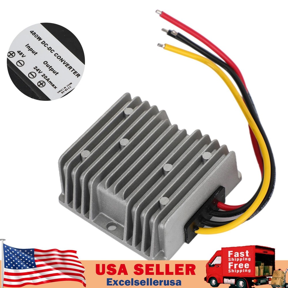 WaterProof 36V/48V to 24V 20A 480W Step Down DC/DC Power Converter Regulator US