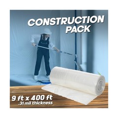 Painter’s Plastic Film, 400′ Length x 9′ Width High, High Density Painters Pl…
