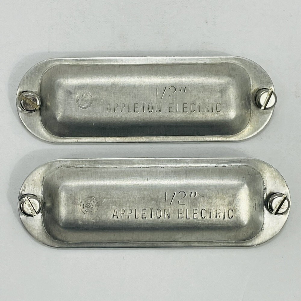Qty 2 Appleton K50-A 1/2” Aluminum Conduit Body Covers Form 85 ~New Surplus~