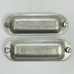 Qty 2 Appleton K50-A 1/2” Aluminum Conduit Body Covers Form 85 ~New Surplus~
