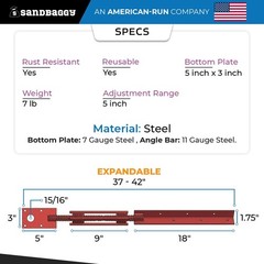 Sandbaggy Adjustable Concrete Turnbuckle Form Aligner with 5″ x 3″ Bent Plate