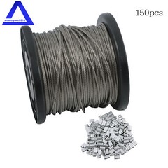 1/16 Wire Rope,304 Stainless Steel,328FT with 150Pcs Crimping Sleeves,7×7 368lbs