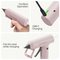 Tilswall Cordless Hot Glue Gun, Fast Preheating, 2000mAh Battery, 20 Glue Sticks