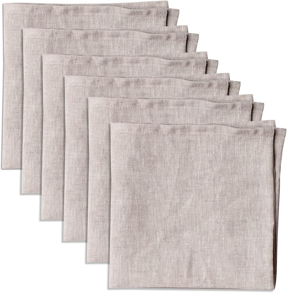 100% Pure Linen Dinner Cloth Napkins 15 x 15 Inch Natural – Set of 6 Pack Europe