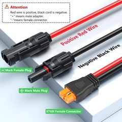 Solar to XT60i Extension Cable 12AWG 50FT XT60i Female to Male Connector for …