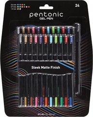 Pentonic Gel Pens, 24 Count, Assorted Colored Ink (12 Colors, 2 Of
