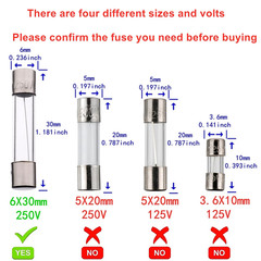 6X30Mm 3 a 3 Amp 250 V 0.24X1.18 Inch Volt F3AL250V Fast-Blow Glass Fuses(Pack o