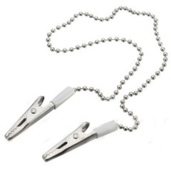 10 X Dental Napkin Holder Patient Bib Crocodile Clips Chains Flexible Metal Ball