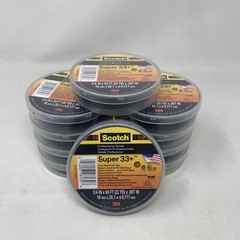 3M Scotch Electrical Tape Super 33+- Black, 3/4″ X 66′, Lot of 10 Rolls NEW!