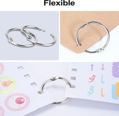 50 Pack Binder Rings 1 Inch, Loose Leaf Binder Rings for Index Cards, Metal Stee