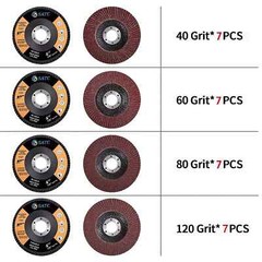 SATC 4.5inch 28PCS Aluminum Oxide Flap Discs P40/60/80/120Grinding Wheel Sanding