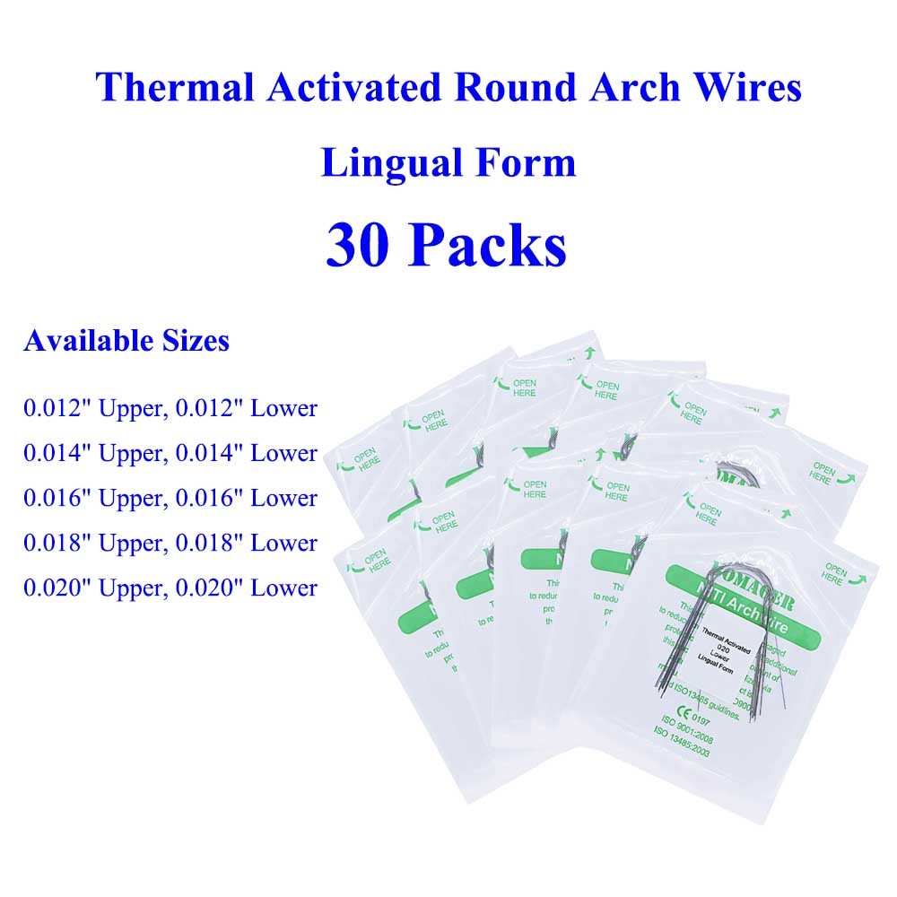 30×Dental Orthodontic Lingual Heat Thermal Activated Round Arch Wires 014 Upper