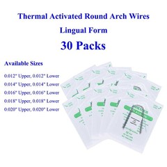 30×Dental Orthodontic Lingual Heat Thermal Activated Round Arch Wires 014 Upper