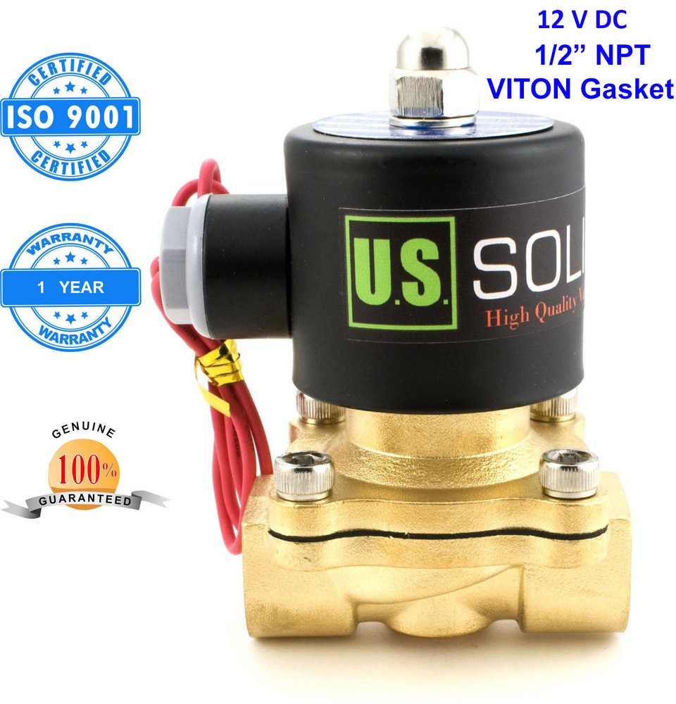 U.S. Solid 1/2” Brass Electric Solenoid Valve 12V DC Normally Closed Air Water