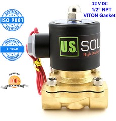 U.S. Solid 1/2” Brass Electric Solenoid Valve 12V DC Normally Closed Air Water