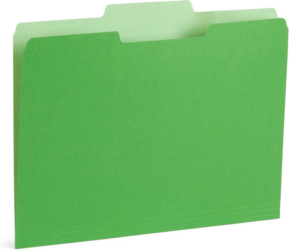 File Folders Letter Size 1/3 Cut Tabs 100 Pk Various Colors Two Tone Durable