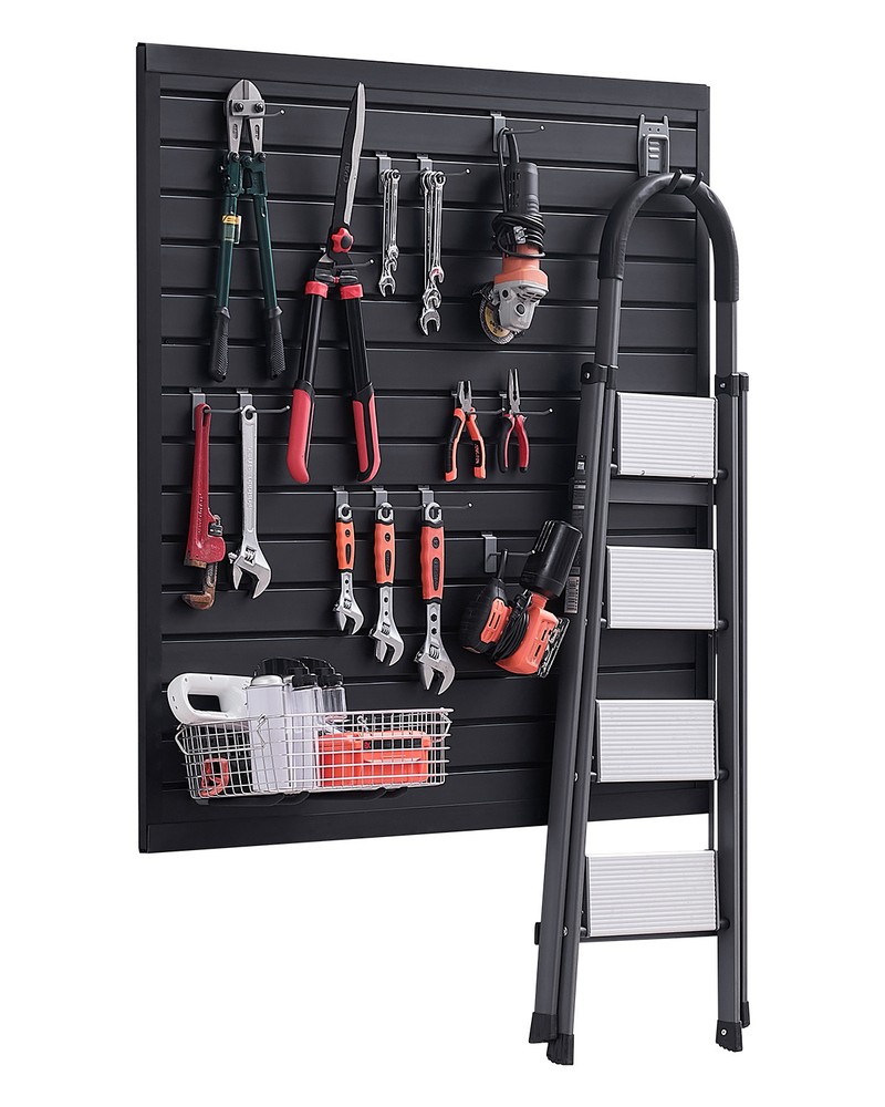 4 x 4 ft Slat Wall Paneling PVC Black Garage Slatwall with Modular Design