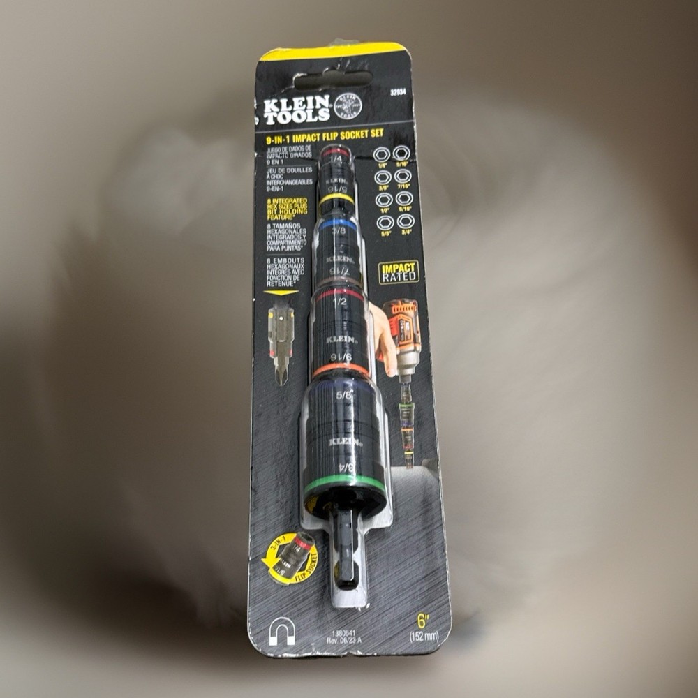 Klein Tools 32934 9-in-1 Impact Rated Flip Socket Set