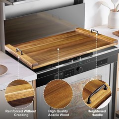 30x22in Wooden Noodle Board Stove Cover with Handles for Gas & Electric Burners