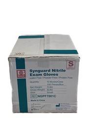 (1000/Cs) MAVERIC Synguard Disposable Nitrile Exam Gloves – Size Small – Blue