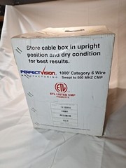 Perfect Vision PVCAT6CMPWHT Wire Category 6 Plenum UL 1000 ft Reel in Box Yellow