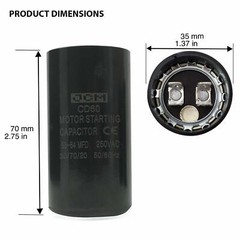 53-64 uF MFD 250V VAC Motor Start Capacitor Round 35x70mm CD60 AC Starting