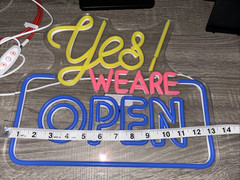 “Yes! We Are Open” LED Neon Sign – Bright Business Storefront Display – New