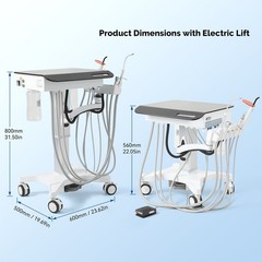 Portable Dental Delivery Unit Cart System /40L Silent Oil-Free Air Compressor