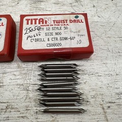 Lot Of 16 New Titan CS10010 CS00020 Size 0&00 Combination Drill Countersink