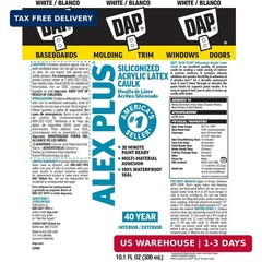 DAP Alex Plus Acrylic Latex Caulk, White, 10.1 Oz (7079818152)