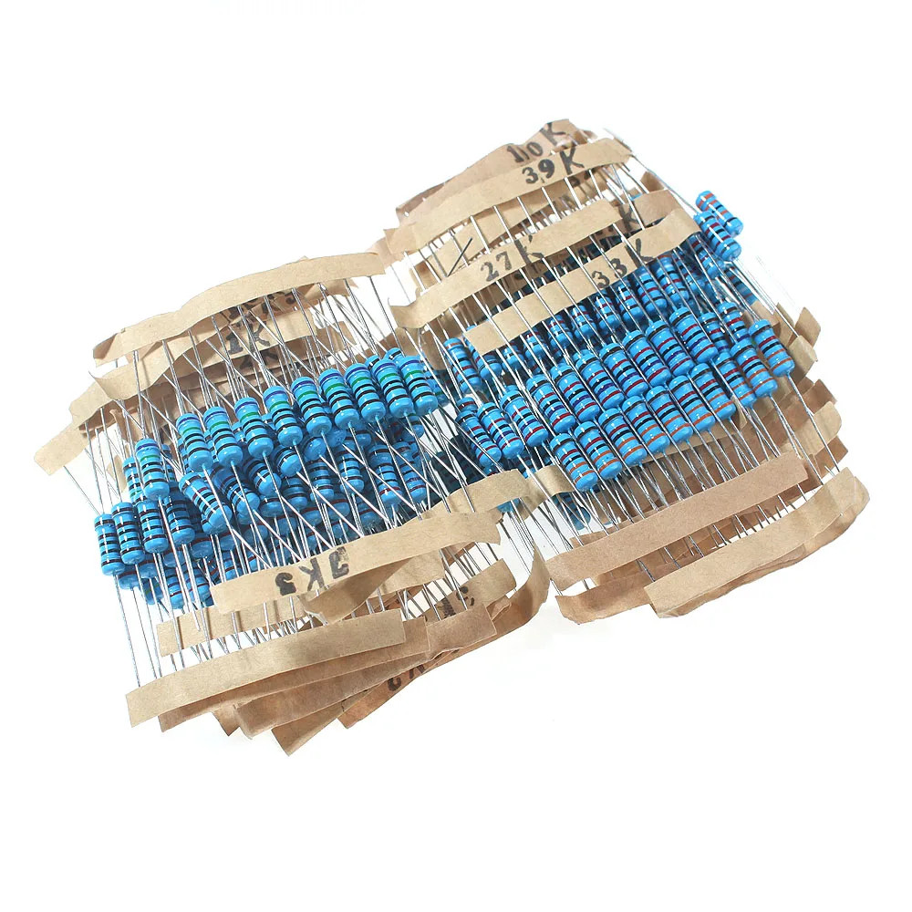 300PCS 1W Metal Film Resistor Assortment Kit 1K-820K Ω 1% 10K 100K 1K5 15K 150K