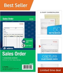 Professional Carbonless Sales Order Book – 50 Sets, Compact 4-3/16″ x 7-3/16″