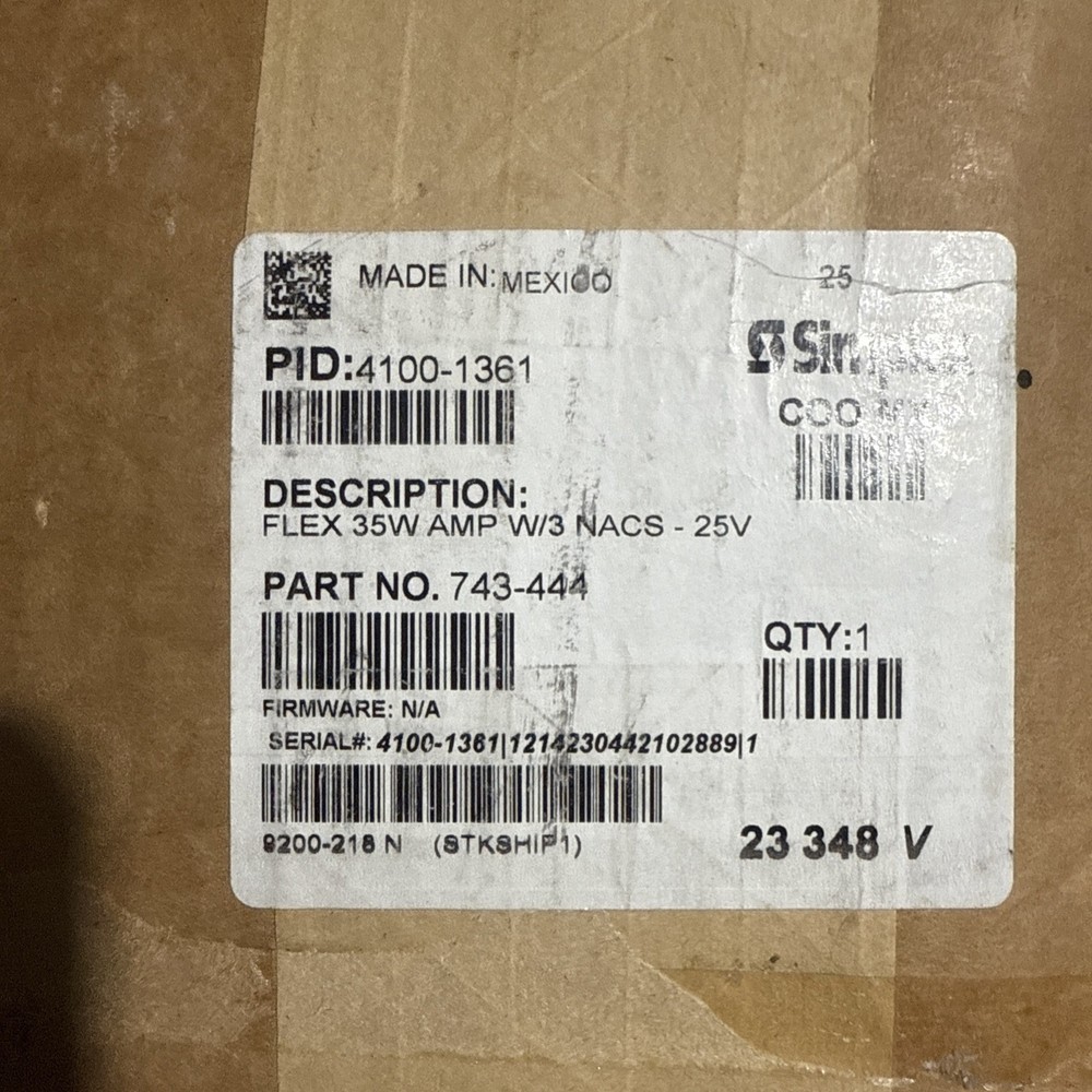 NEW IN BOX SIMPLEX Flex 35 AMP 25Vrms 4100-1361 MANU. 2023