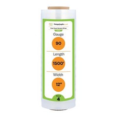 (4 Rolls) 12 Inch x1500′ 90 Ga Cast Hand Bundling Stretch Wrap Film
