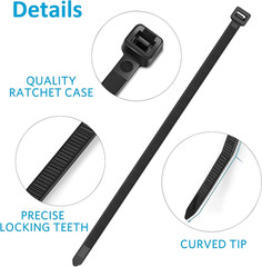 Zip Ties 12 Inch, Black Zip Ties 100 Pack, 40Lb, Cable Ties, Self-Locking Wire