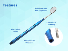 Dental Mirror Set of 5 Blue Plasma Coated Cone Socket ARTMAN INSTRUMENTS