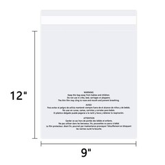WEPOLY 9×12″ Clear Self Seal Poly Bags 1000 Count for Clothing Packaging