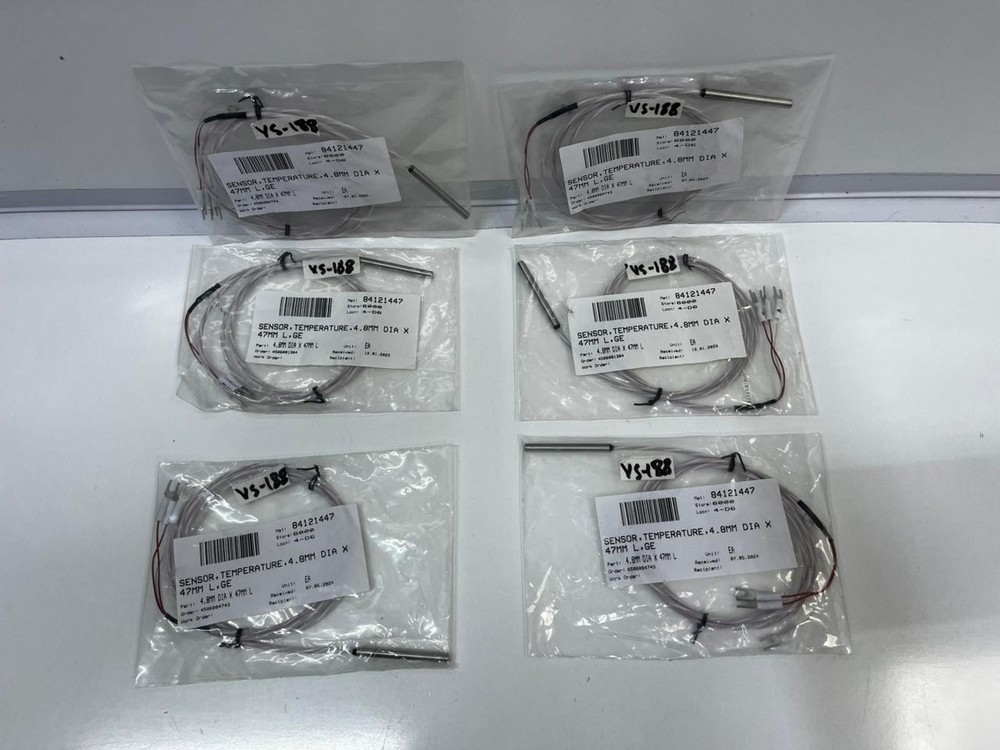 LOT OF 6 PC X NEW TEMPERATURE SENSOR , 4.8MM DIA X 47MM L,GE , VS#188