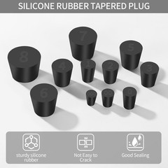 26pc Solid Rubber Stopper Set 11 Assorted Sizes #000 to #8 Lab Tube Pipe Plugs