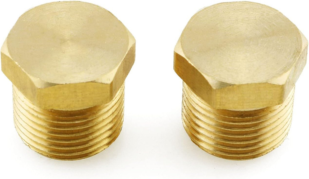 2Pcs 3/8″ Male NPT Brass Hex Head Pipe Plug Threaded Fitting Coupler Adapter