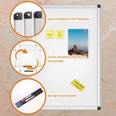 VIZ-PRO Magnetic Dry Erase Board, 48 X 24 Inches, Silver 48″W x 24″H, White