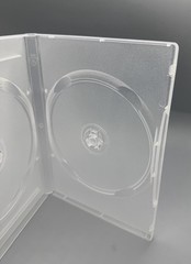3 14MM DOUBLE (2) DVD CASE BOX, BOOKLET CLIP, CLEAR, MADE IN US, DB14-2C-LR-N