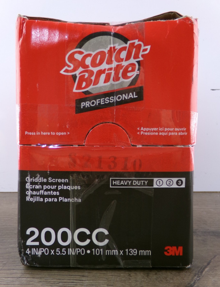 200ct Scotch-Brite 200CC Griddle Screen Pads, 4″ x 5-1/2″, Heavy Duty, New S1