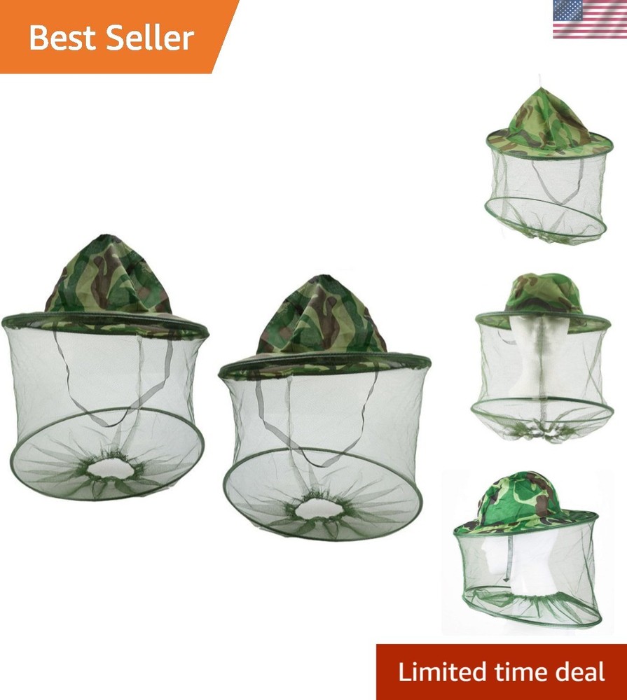 2-Pack Lightweight Camouflage Beekeeping Hats with Netting for All Seasons