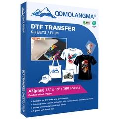 QOMOLANGMA 100 Sheets / pack 13 x 19in DTF Transfer Film Double Sided Warm Peel