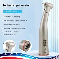 Dental 1:5 LED Fiber Optic Contra Angle Handpiece 4 Sprays Fit NSK Ti-MAX X95L