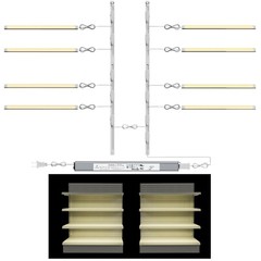 Gondola Shelving Lights kit 8-pack 3Ft 6000K white bars LED driver & accessories